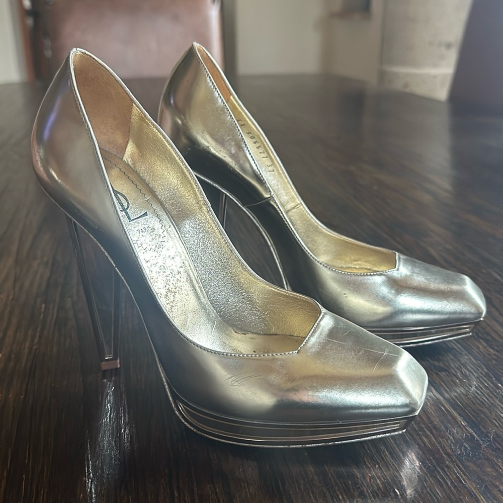 YSL gold mirrored heels size 37